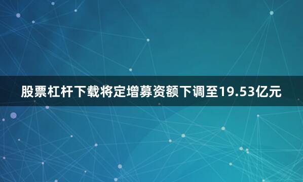 股票杠杆下载将定增募资额下调至19.53亿元
